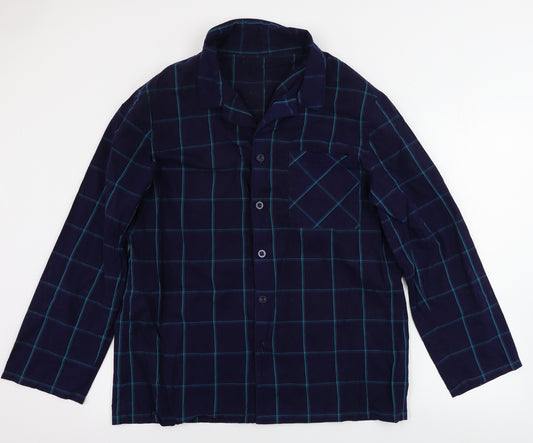 F&F  Mens Blue Check Cotton  Pyjama Top Size L  Button