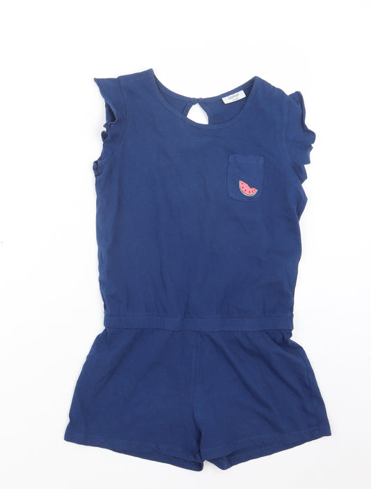 Lily & Dan Girls Blue  Cotton Playsuit One-Piece Size 9-10 Years  Button