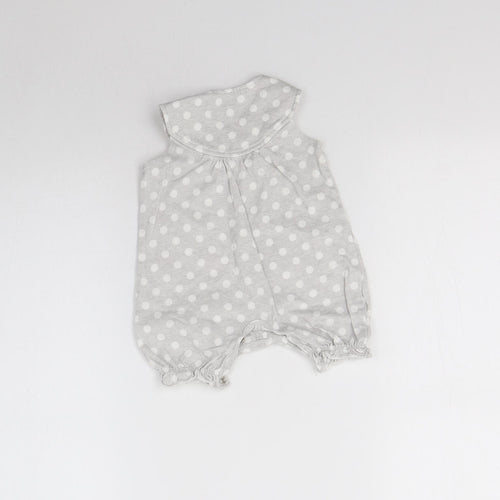 George Girls Grey Polka Dot Cotton Babygrow One-Piece Size 0-3 Months