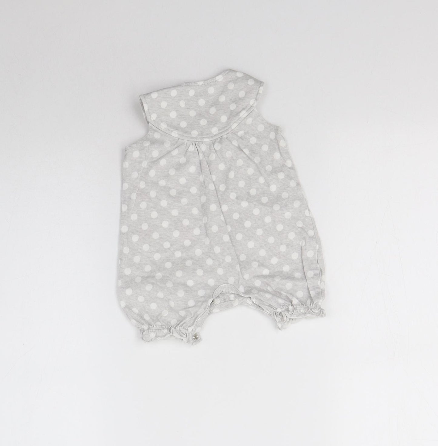 George Girls Grey Polka Dot Cotton Babygrow One-Piece Size 0-3 Months