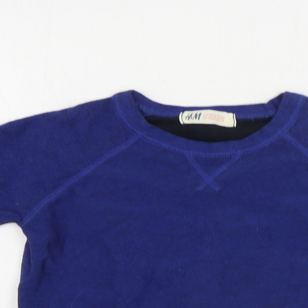 H&M  Boys Blue Crew Neck  Cotton Pullover Jumper Size 4-5 Years