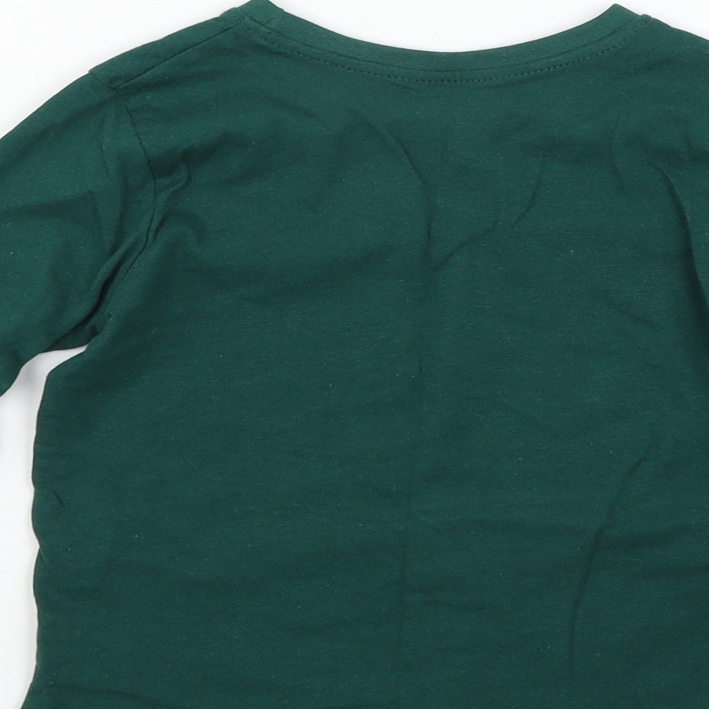 Primark Boys Green  100% Cotton Basic T-Shirt Size 4-5 Years Round Neck