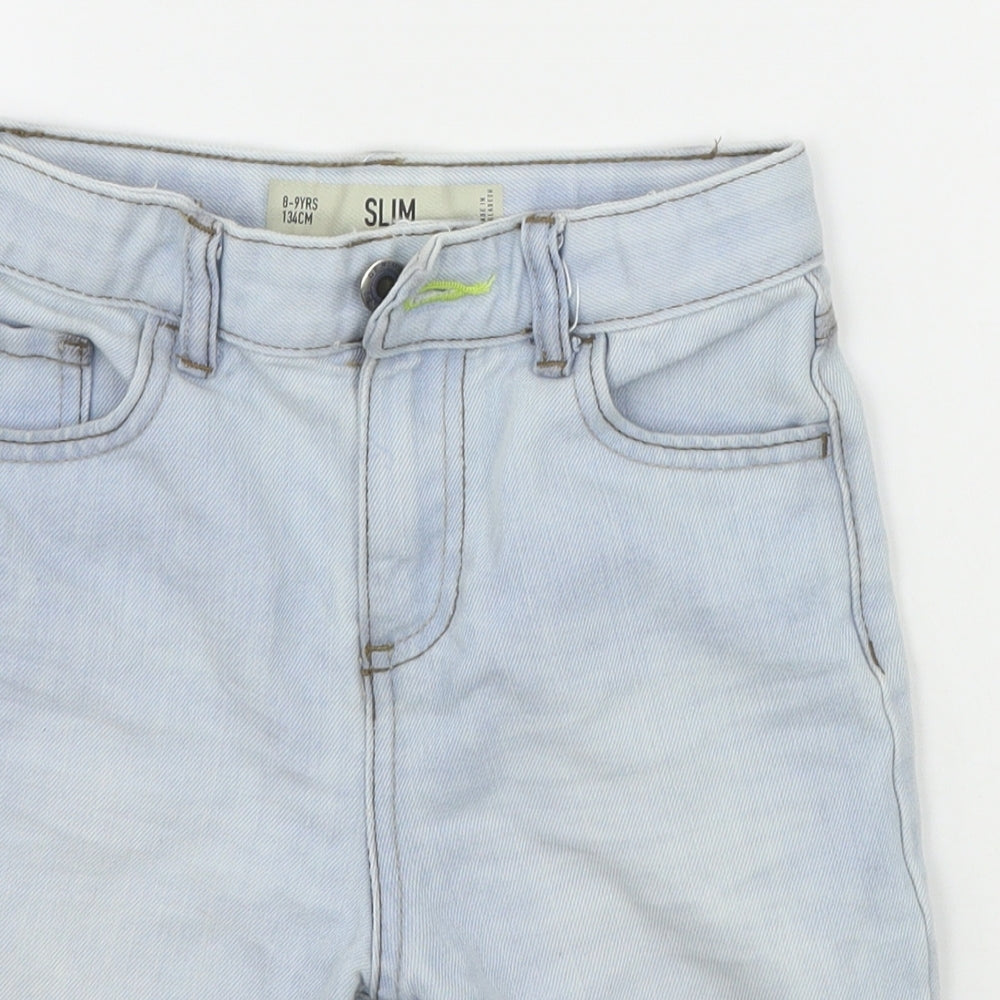 Primark Boys Blue  Cotton Chino Shorts Size 9-10 Years  Regular Zip