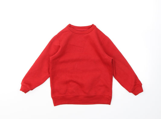 PEP&CO  Boys Red Crew Neck  Cotton Pullover Jumper Size 4-5 Years