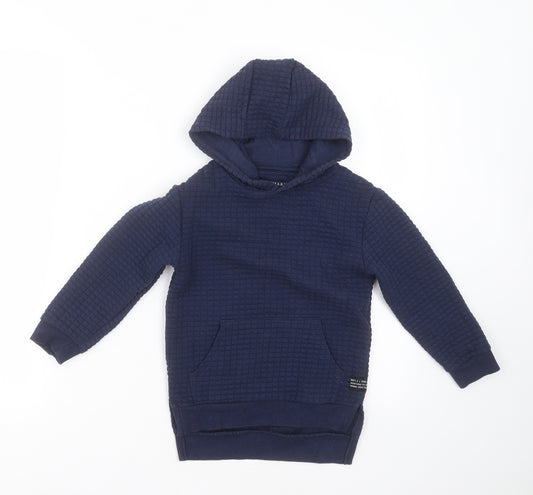 Primark Boys Blue Check Polyester Pullover Hoodie Size 5-6 Years