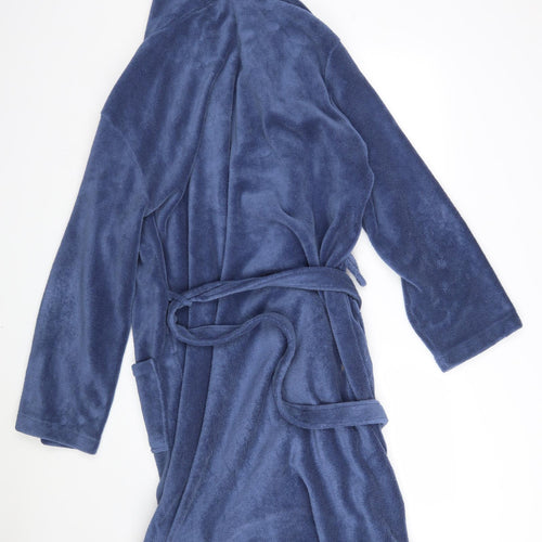 Matalan Mens Blue Solid 100% Polyester  Robe Size L