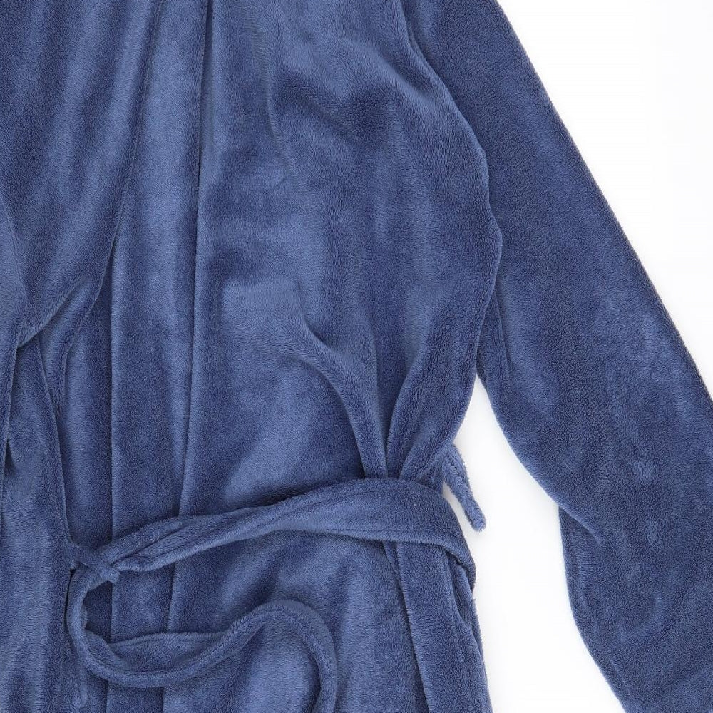 Matalan Mens Blue Solid 100% Polyester  Robe Size L