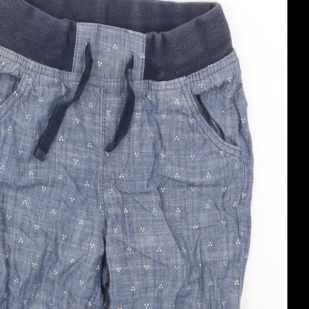 H&M Boys Blue Geometric Cotton Capri Trousers Size 3 Years  Regular Drawstring