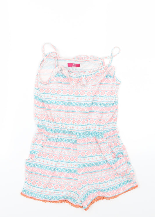 Young Dimension Girls Multicoloured Geometric Jersey Playsuit One-Piece Size 8-9 Years