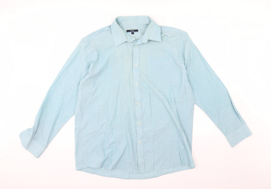 George Mens Blue  Woven  Dress Shirt Size 17