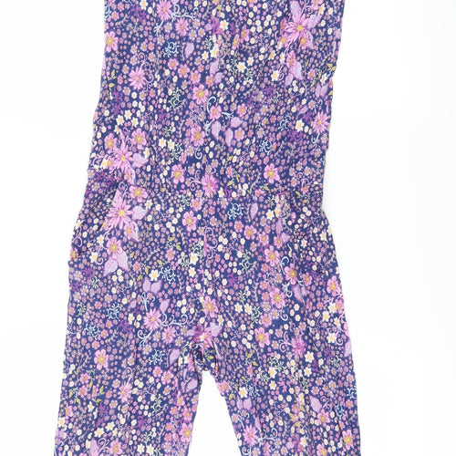 H&M Girls Purple Floral Jersey Jumpsuit One-Piece Size 12 Years