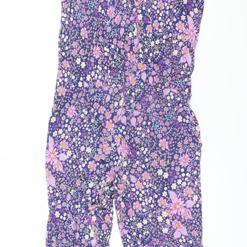 H&M Girls Purple Floral Jersey Jumpsuit One-Piece Size 12 Years