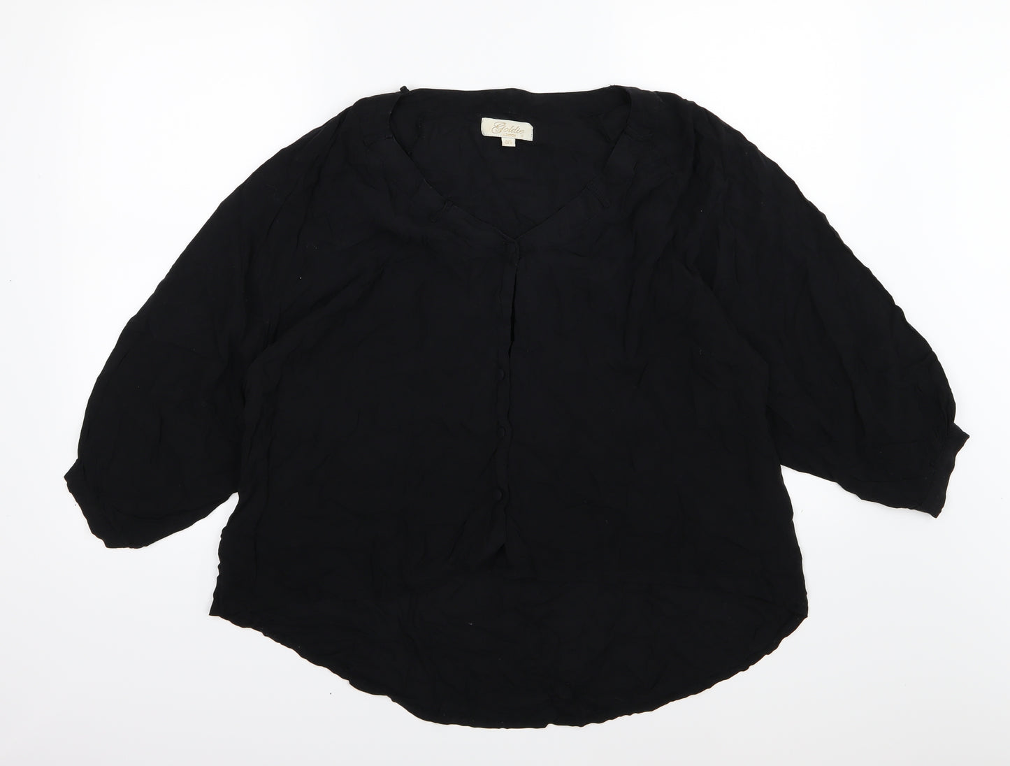 Goldie Womens Black  Woven Basic Button-Up One Size