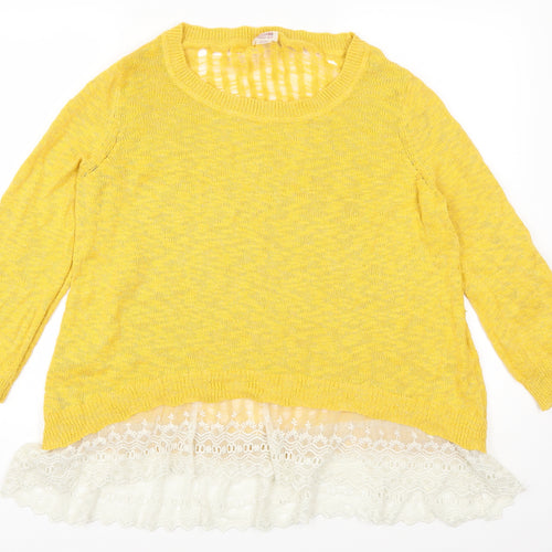 Mossimo Womens Yellow  Lace Pullover Jumper Size XL