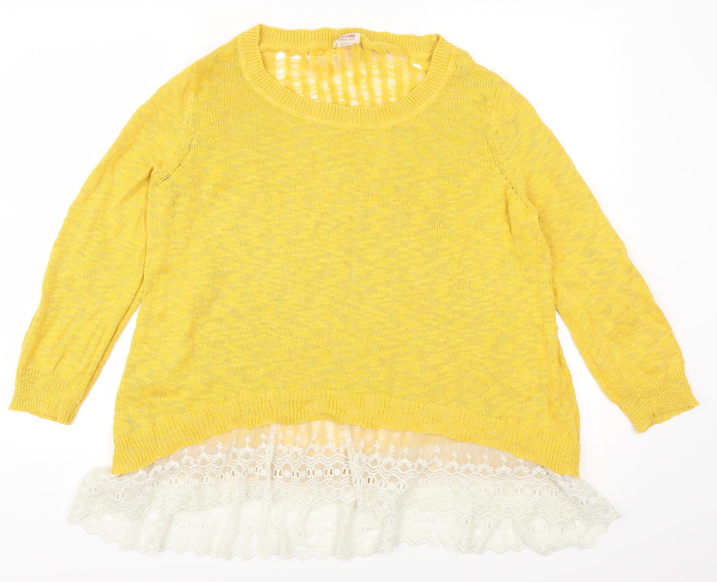 Mossimo Womens Yellow  Lace Pullover Jumper Size XL