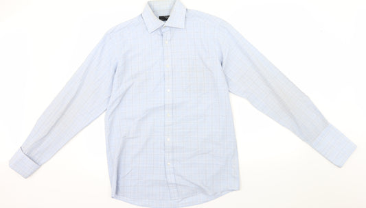 Thomas Nash Mens Beige Check   Dress Shirt Size 14.5