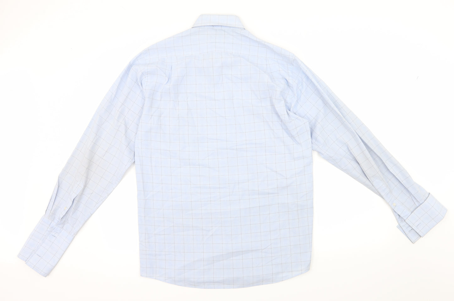 Thomas Nash Mens Beige Check   Dress Shirt Size 14.5