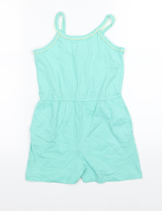 Matalan Girls Green  Jersey Playsuit One-Piece Size 9 Years  - Turquoise