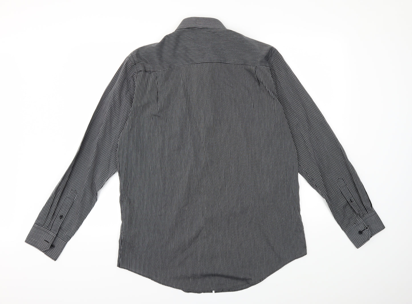 F&F Mens Black Striped   Dress Shirt Size 15.5