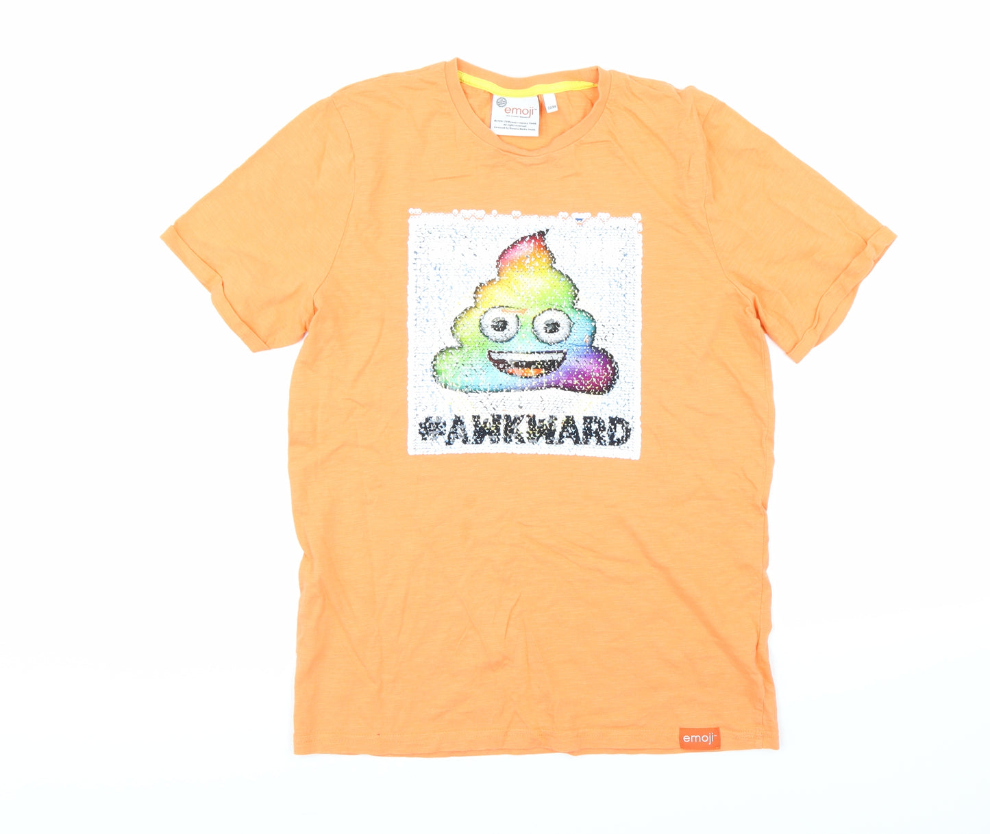 Emoji Boys Orange   Basic T-Shirt Size 12 Years