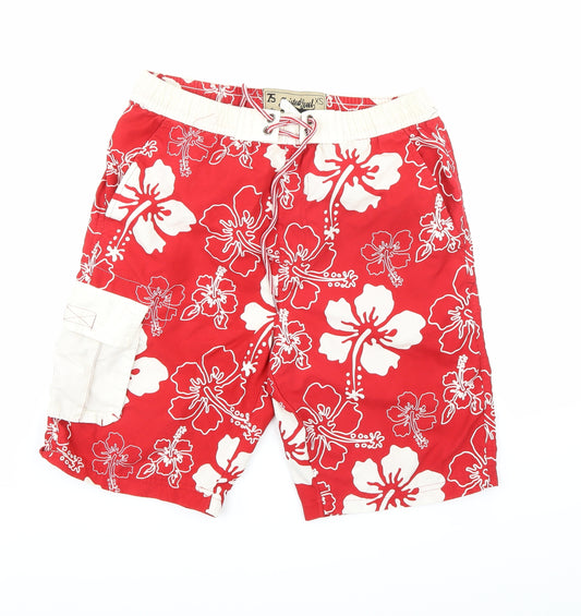 Twisted Sould Mens Red Floral   Shorts Size XS - Swim