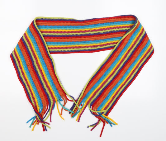 Preworn Unisex Multicoloured Striped Knit Scarf  One Size  - rainbow