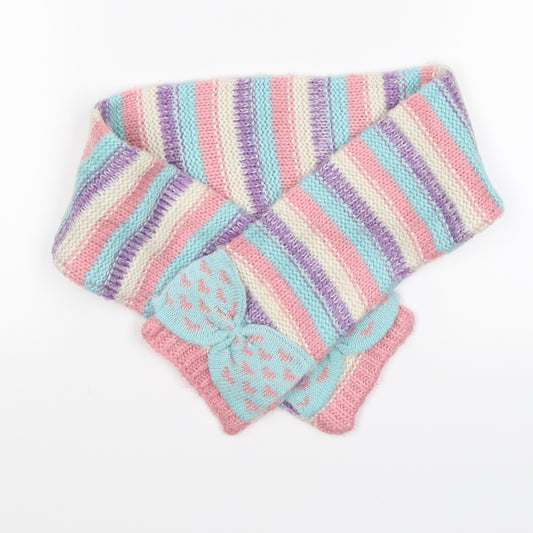 Marks and Spencer Girls Pink Striped Knit Scarf Scarves & Wraps Size Regular  - bows