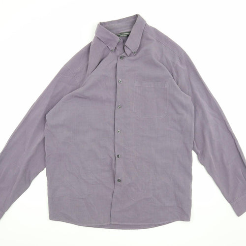 Marks and Spencer Mens Purple Check   Dress Shirt Size L