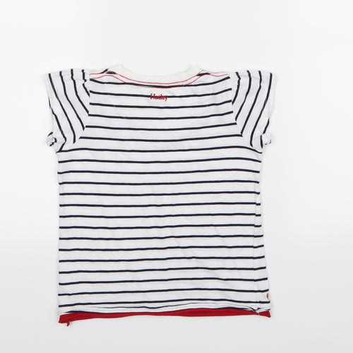 Hatley Girls White Striped Jersey Basic T-Shirt Size 6 Years