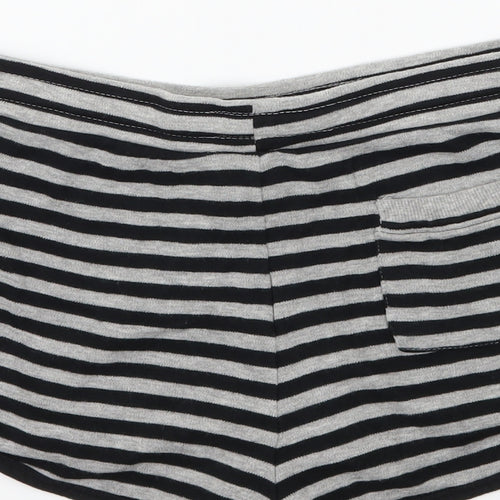 Ocean Pacific Womens Black Striped Jersey Sweat Shorts Size 10