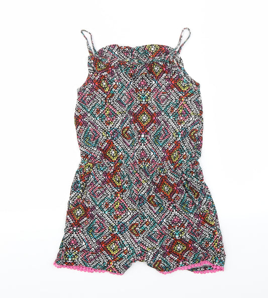 Young Dimension Girls Multicoloured Geometric  Playsuit One-Piece Size 9-10 Years