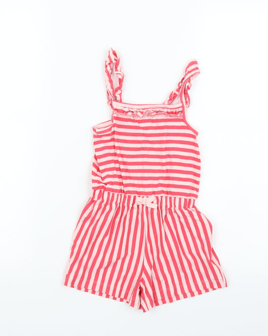 George Girls Pink Striped  Playsuit One-Piece Size 3-4 Years