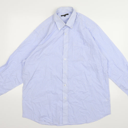 George Mens Blue Check   Dress Shirt Size 17