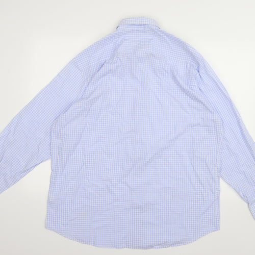 George Mens Blue Check   Dress Shirt Size 17