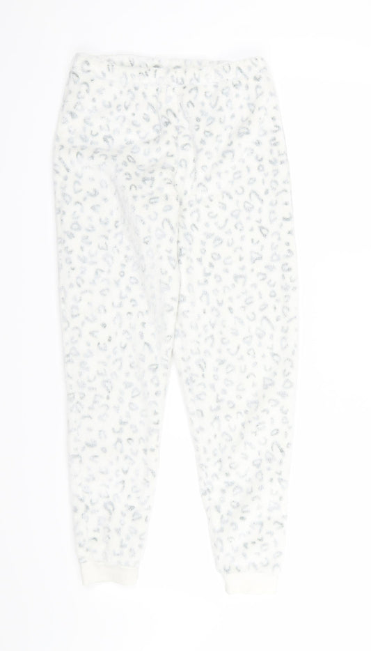George Girls White Animal Print Fleece  Pyjama Pants Size 10-11 Years