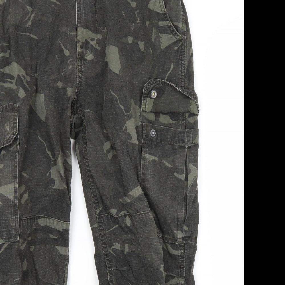 AllSaints Frieda Camo-print Tapered-leg Cotton Trousers in Green | Lyst