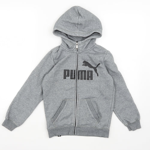 PUMA Boys Grey  Jersey Full Zip Hoodie Size 10 Years