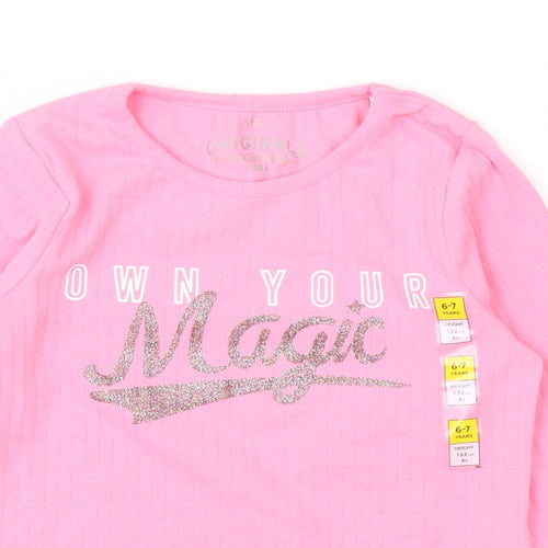 M&S Girls Pink   Basic T-Shirt Size 6-7 Years