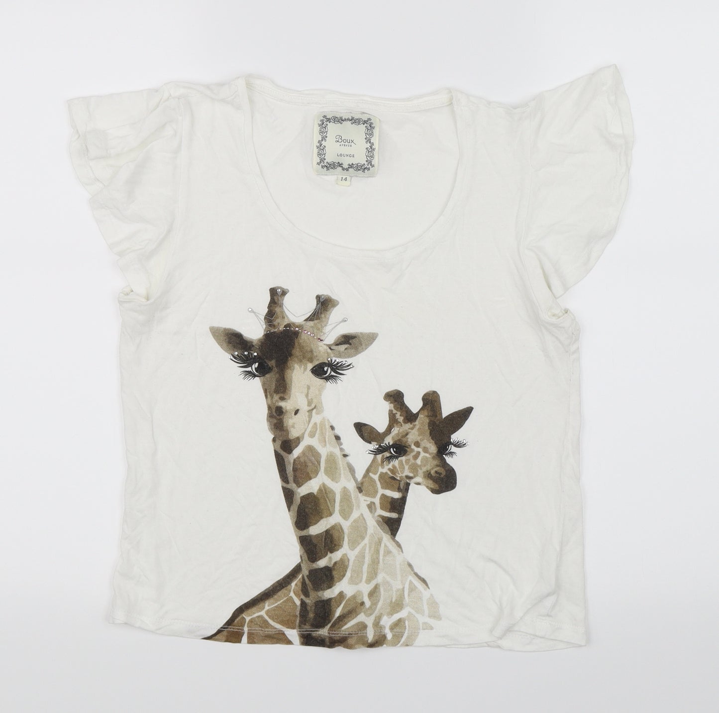 Boux Avenue Womens White   Basic T-Shirt Size 14  - Giraffe