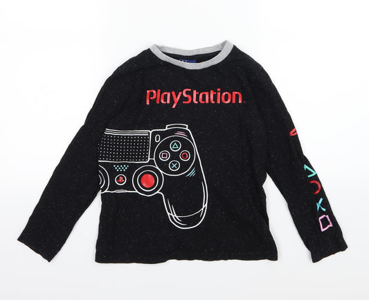 Primark Boys Black  Jersey  Pyjama Top Size 7-8 Years  - Play station