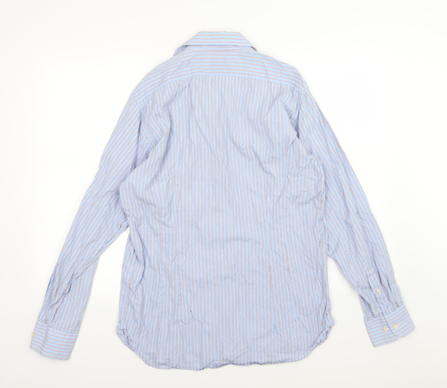 Duffer Bros Mens Blue Striped Woven  Dress Shirt Size 16.5