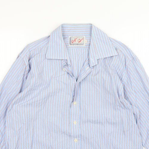 Duffer Bros Mens Blue Striped Woven  Dress Shirt Size 16.5