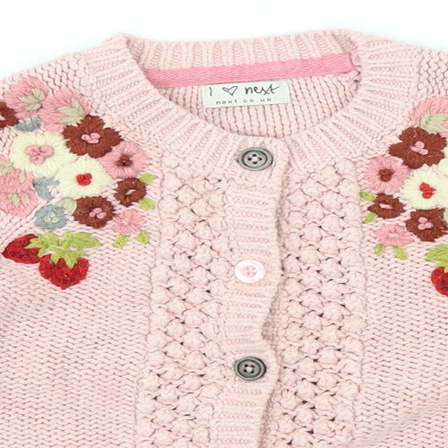 NEXT Girls Pink Floral Knit Cardigan Jumper Size 4-5 Years