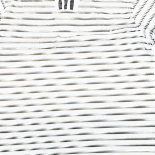 adidas Mens White Striped   Polo Size M