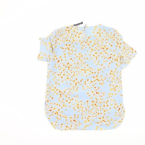 Zara Womens Blue Floral  Basic T-Shirt Size XS