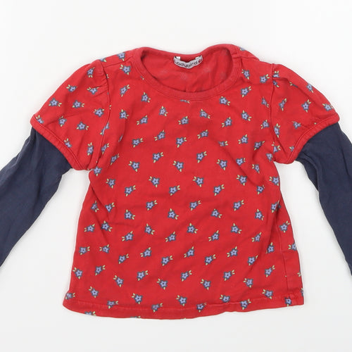 Ladybird Girls Red Floral  Basic T-Shirt Size 2-3 Years