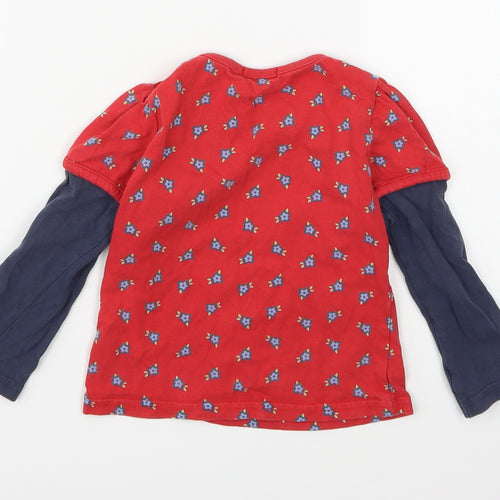 Ladybird Girls Red Floral  Basic T-Shirt Size 2-3 Years