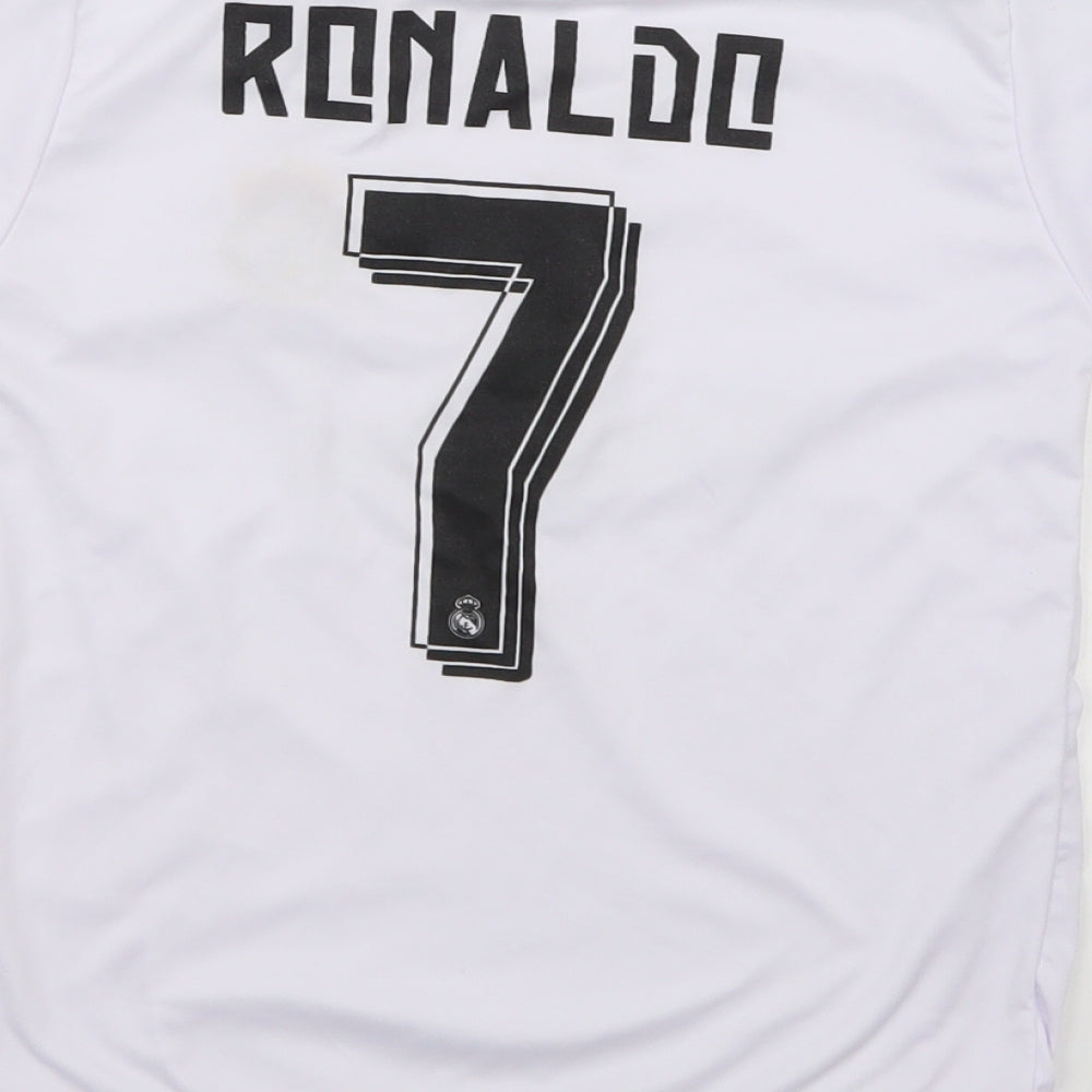 fly Emirates Boys White   Basic T-Shirt Size M  - Real Madrid Ronaldo