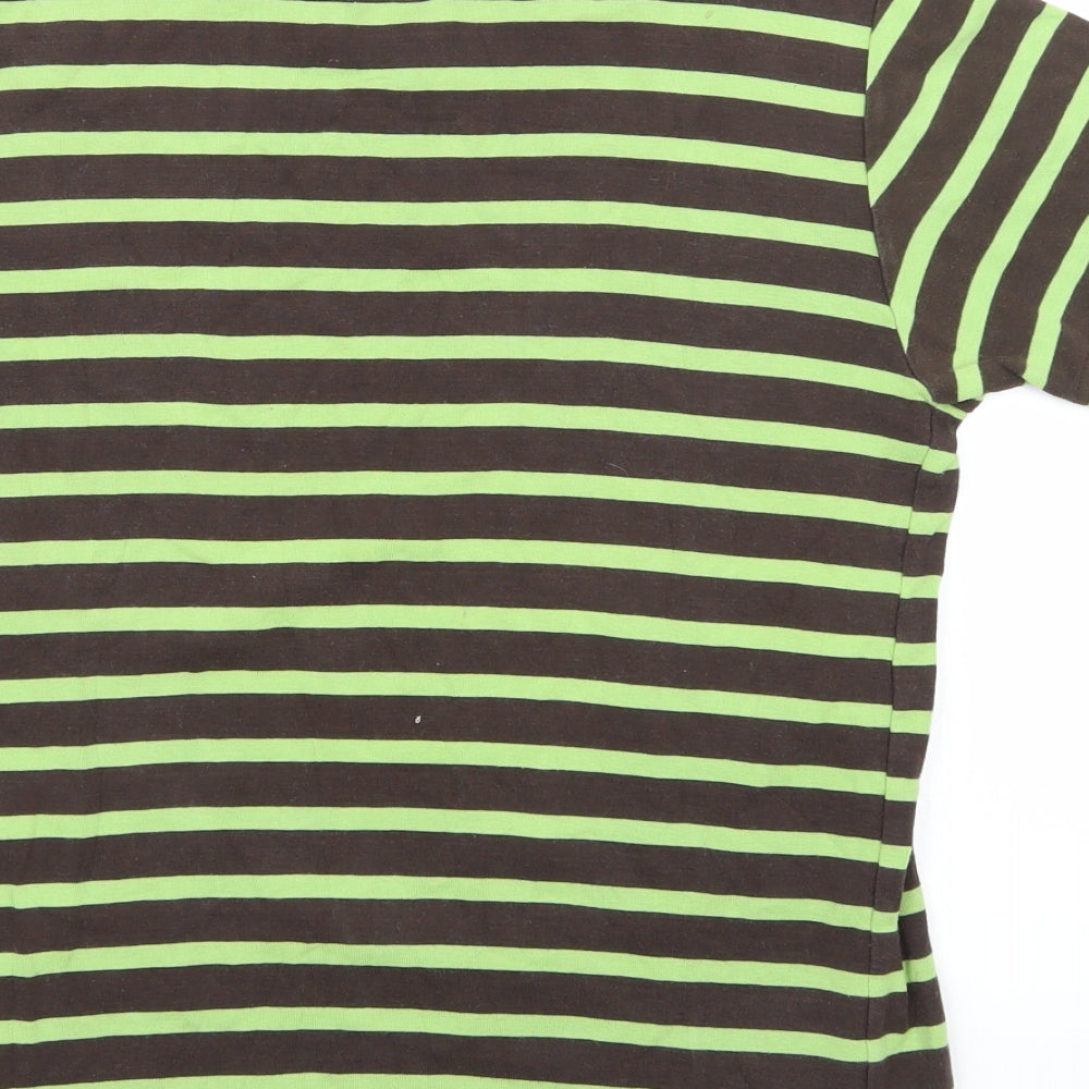 ZARA Man Mens Green Striped   T-Shirt Size M