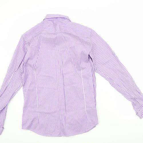 Marks and Spencer Boys Purple Striped  Basic Button-Up Size 14 Years